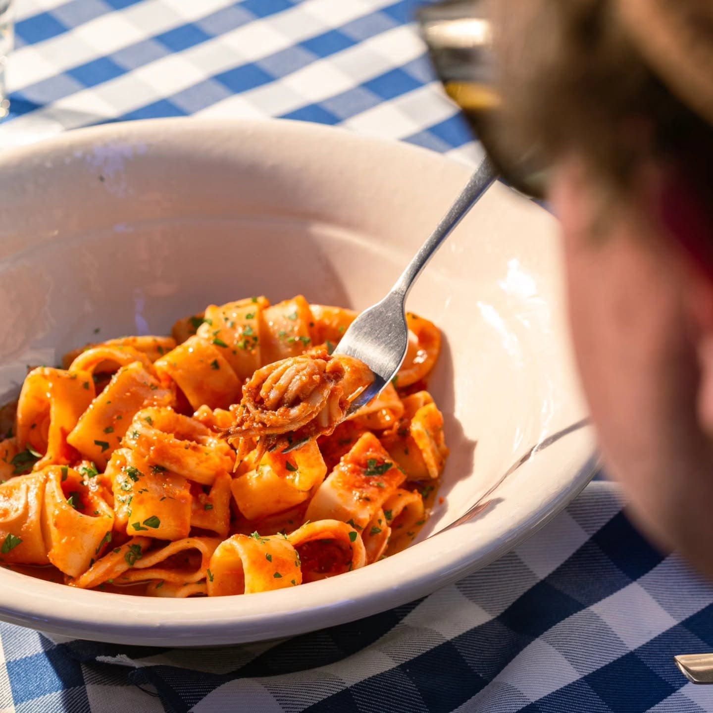 Pasta italiana con salsa de tomate en DI PACE, Toluca